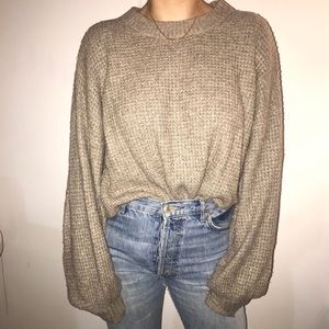 tan waffle knit oversized sweater
